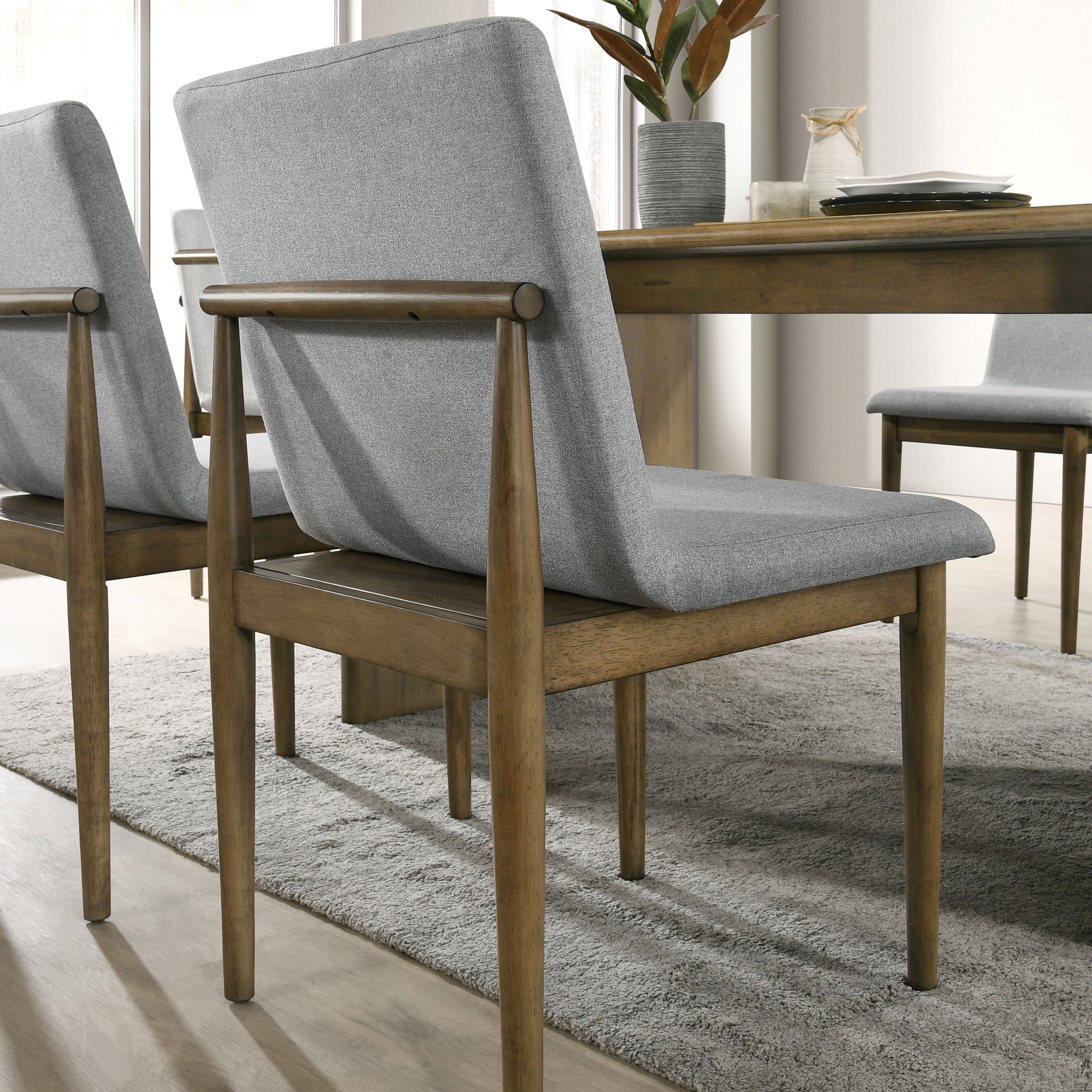 Furniture of America Hyde Upholstered Wood Natural Brown and Gray Side Chairs (Set of 2)
