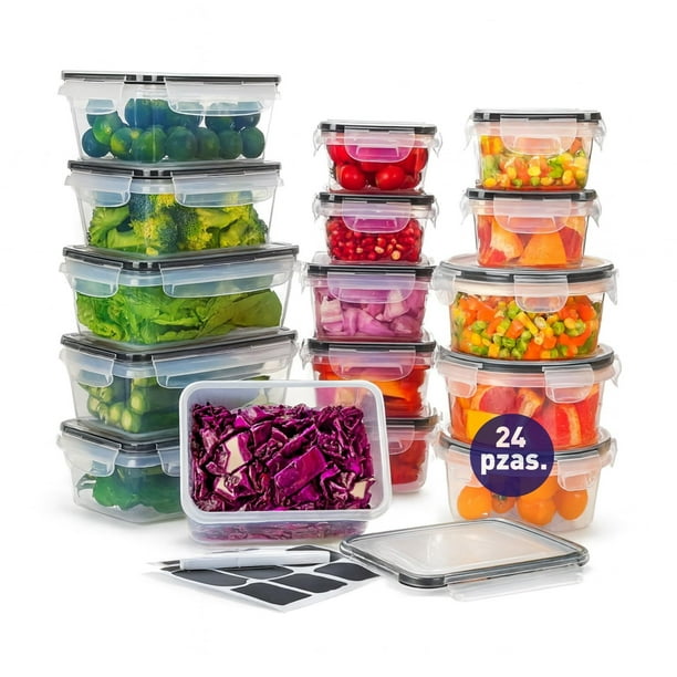 Juego de Recipientes para Alimentos, Toppers para Lunch, 32 Piezas, Sin BPA, Recipientes Herméticos de Plástico, Organización y Almacenamiento de Cocina, Resistentes a Frío y Calor (32)
