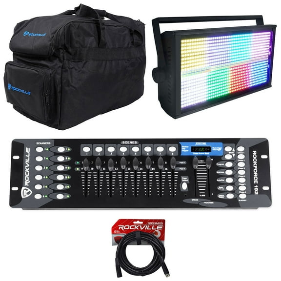 Rockville STAGE PANEL 864 LED RGB DMX Wash Light Strobe Matrix Controller Bag