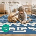 thumbnail image 4 of ODIKA 8'x10' Indigo Kota Handwoven Wool Design Washable Area Rug Geometric Patterns with Modern Aesthetic Non-Slip Chair-Friendly Mat for Dining Room, Large Office, Lounge, 4 of 7
