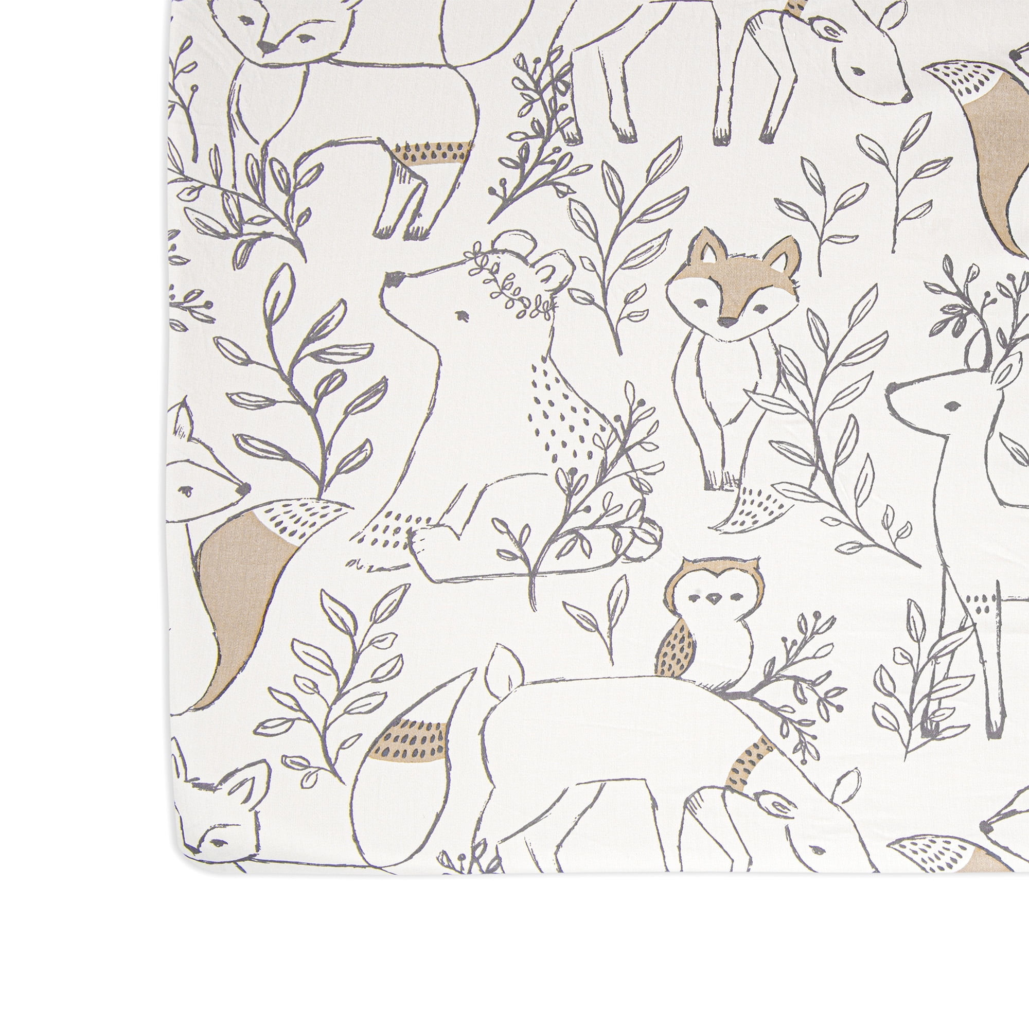 Crane Baby Ezra Crib Fitted Sheet - Woodland Animal 100% Cotton Sateen - Crib/Toddler Bed Sheet