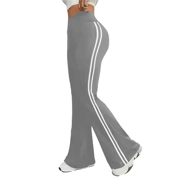 Women's Retro Wide Leg Side Striped Sports Pants Casual Loose Yoga Pants with Pockets