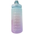thumbnail image 1 of Botella de agua deportiva con pajita, antifugas, color degradado esmerilado, apertura con un solo clic, con asa, escala transparente, 2000 ml, verde claro, 1 of 12