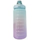 thumbnail image 1 of Botella de agua deportiva con pajita, antifugas, color degradado esmerilado, apertura con un solo clic, con asa, escala transparente, 2000 ml, verde claro, 1 of 12