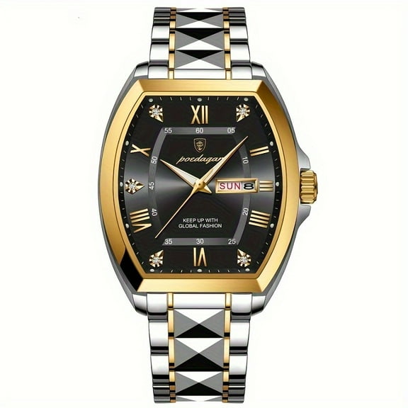 Men's Luminous Wine Barrel Shaped Quartz Wrist Watch, Timepiece for Everyday Wear, Perfect Accessory for Formal Occasions