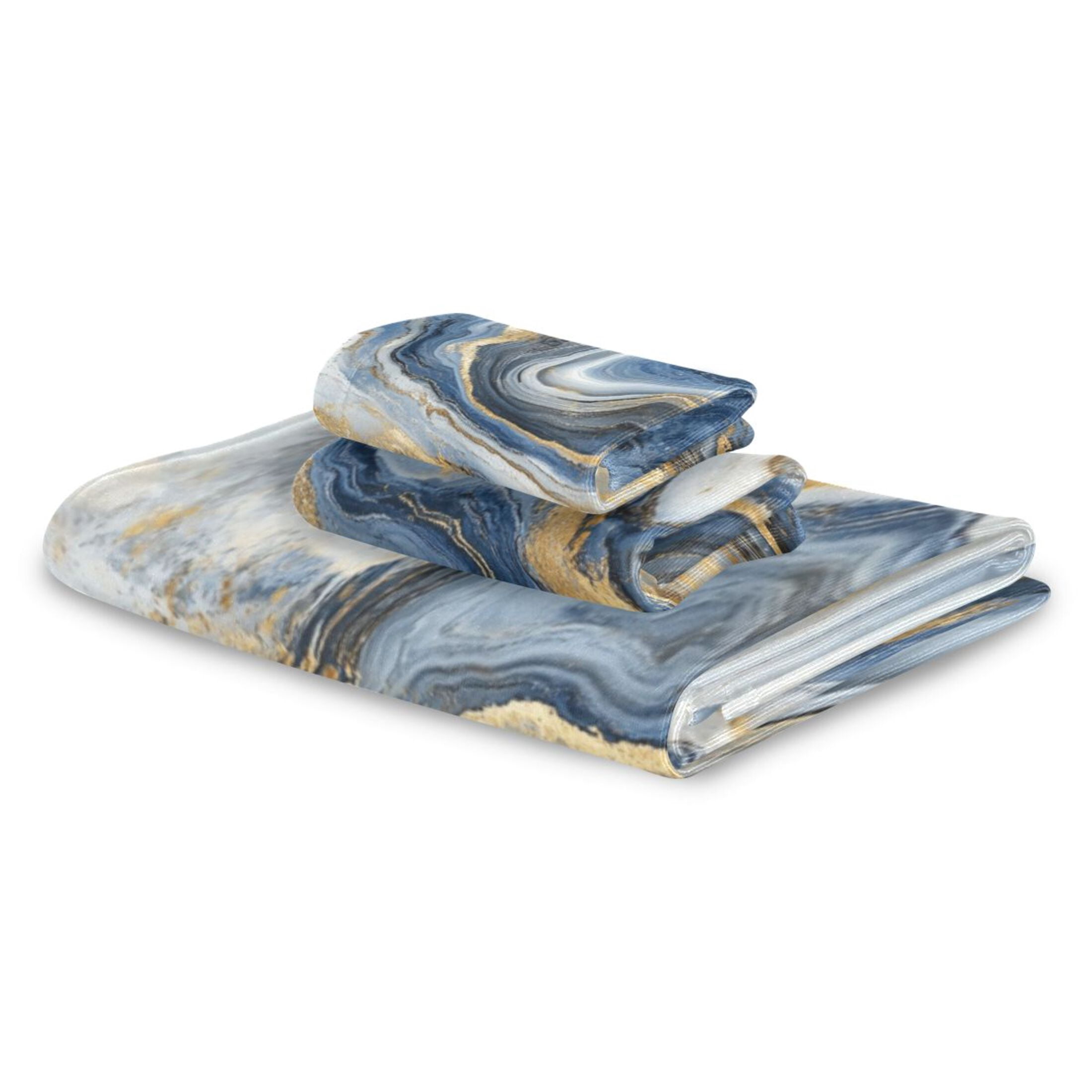 Three-Piece Towel Set Face Towel Towel Set Hand Towel Bath Towel Cotton Bath Towels Bath Towel Sets Hand Bath Towels Blue Marble