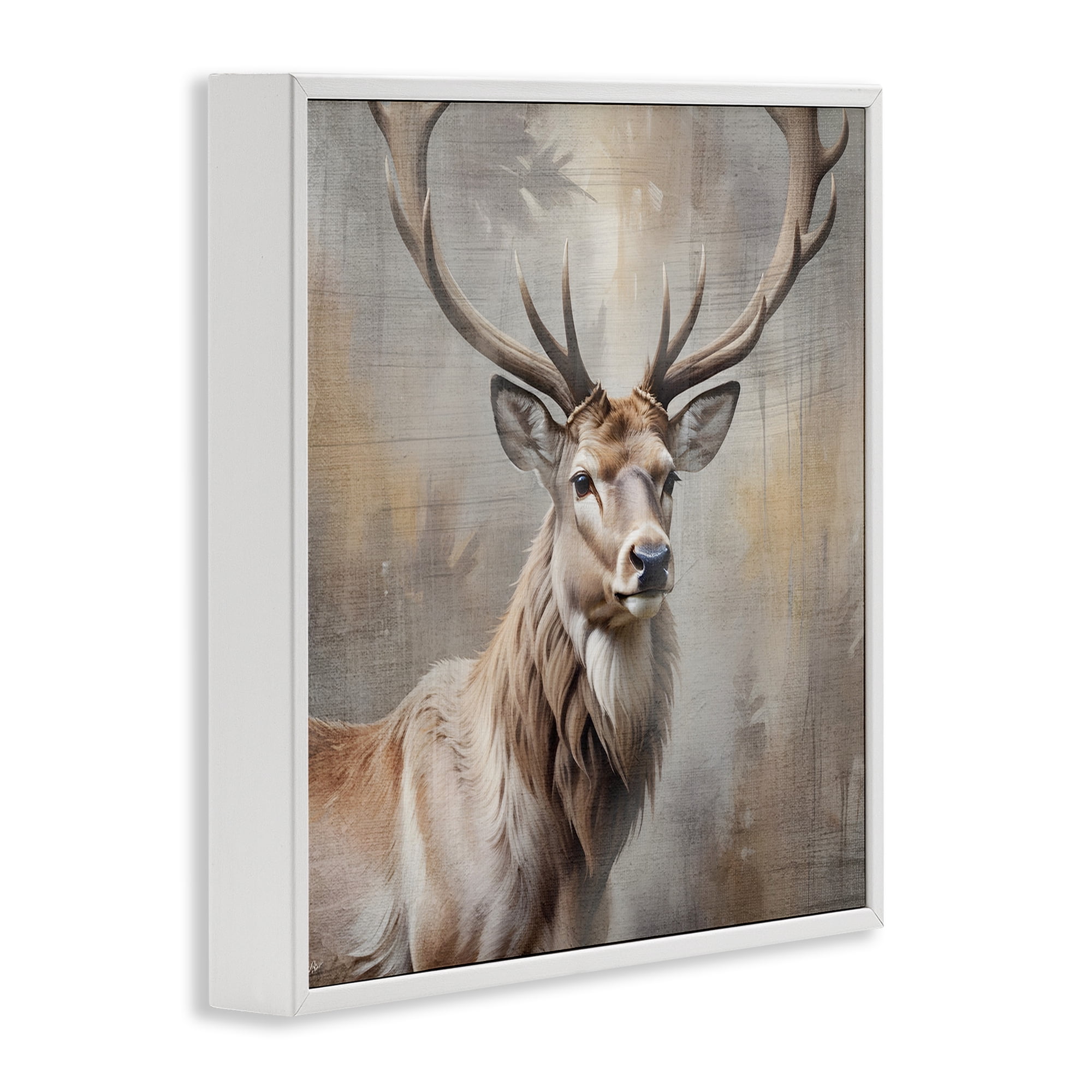Stupell Industries Rustic Stag with Majestic Glance White Framed Giclee Art, design by Susan Arnot
