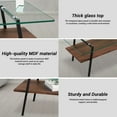 thumbnail image 4 of Rectangle Coffee Table, Modern Double Layer Center Table with Tempered Glass Tabletop and Black Metal Legs, Tea Table for Living Room Home Office, Transparent Glass, 4 of 10