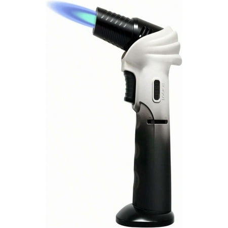 Butane Torch Lighter, 0-90°Rotating Angle Butane Lighter, Refillable Kitchen Torch With Safety Lock, Adjustable Flame For Soldering (White And Black)