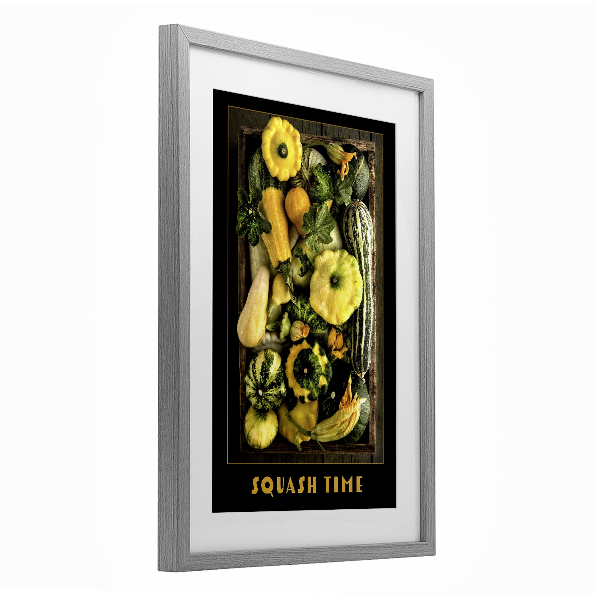 Stupell Industries Squash Time Vibrant Vegetables Gray Framed Print Under Glass, design by Carl Kravats
