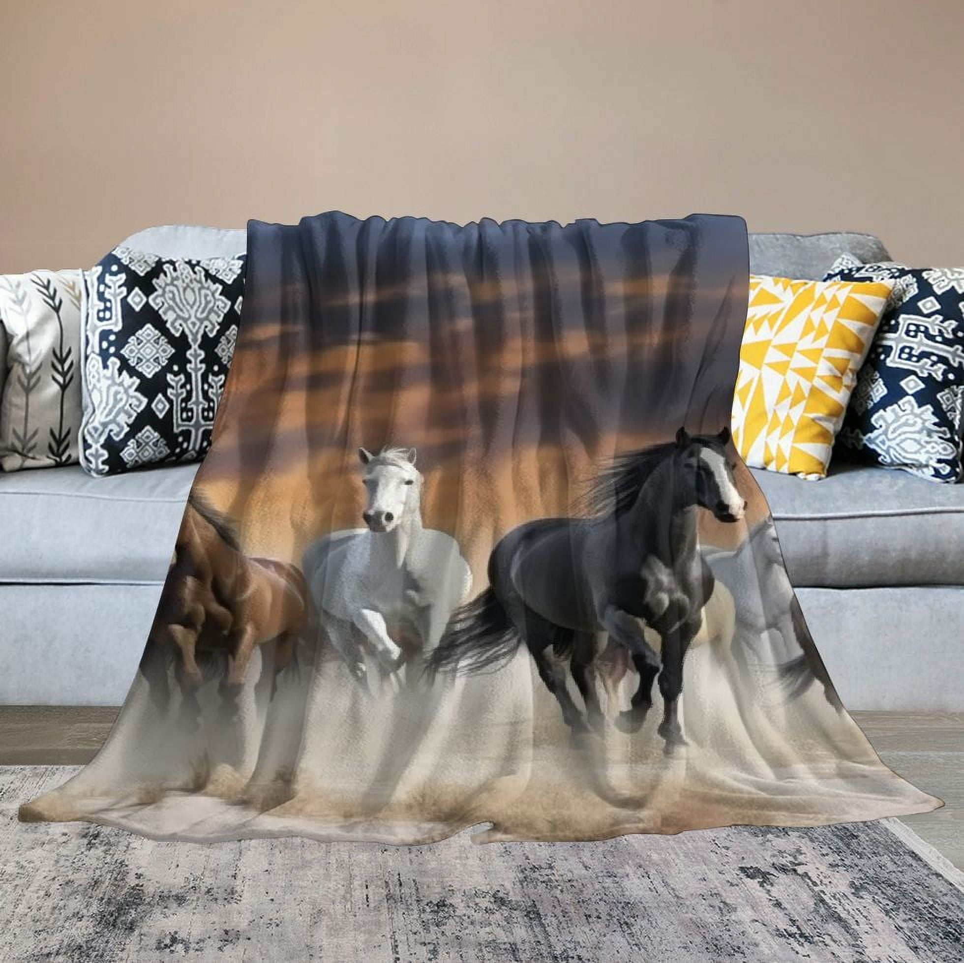 Horses Fleece online Tie Blanket