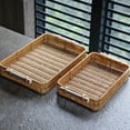 thumbnail image 5 of Rattan Serving Tray, Rectangular Woven Tray with Handles, Natural Wicker Decorative Serving Baskets for Organizing Tabletop Bathroom Kitchen Counter, 5 of 9