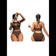 thumbnail image 3 of Conjuntos de Bikini para Mujer, de Cintura Alta, Acanalados, con Cuello Halter y Cordón Fruncido, de Dos Piezas. Color Café XL, 3 of 10