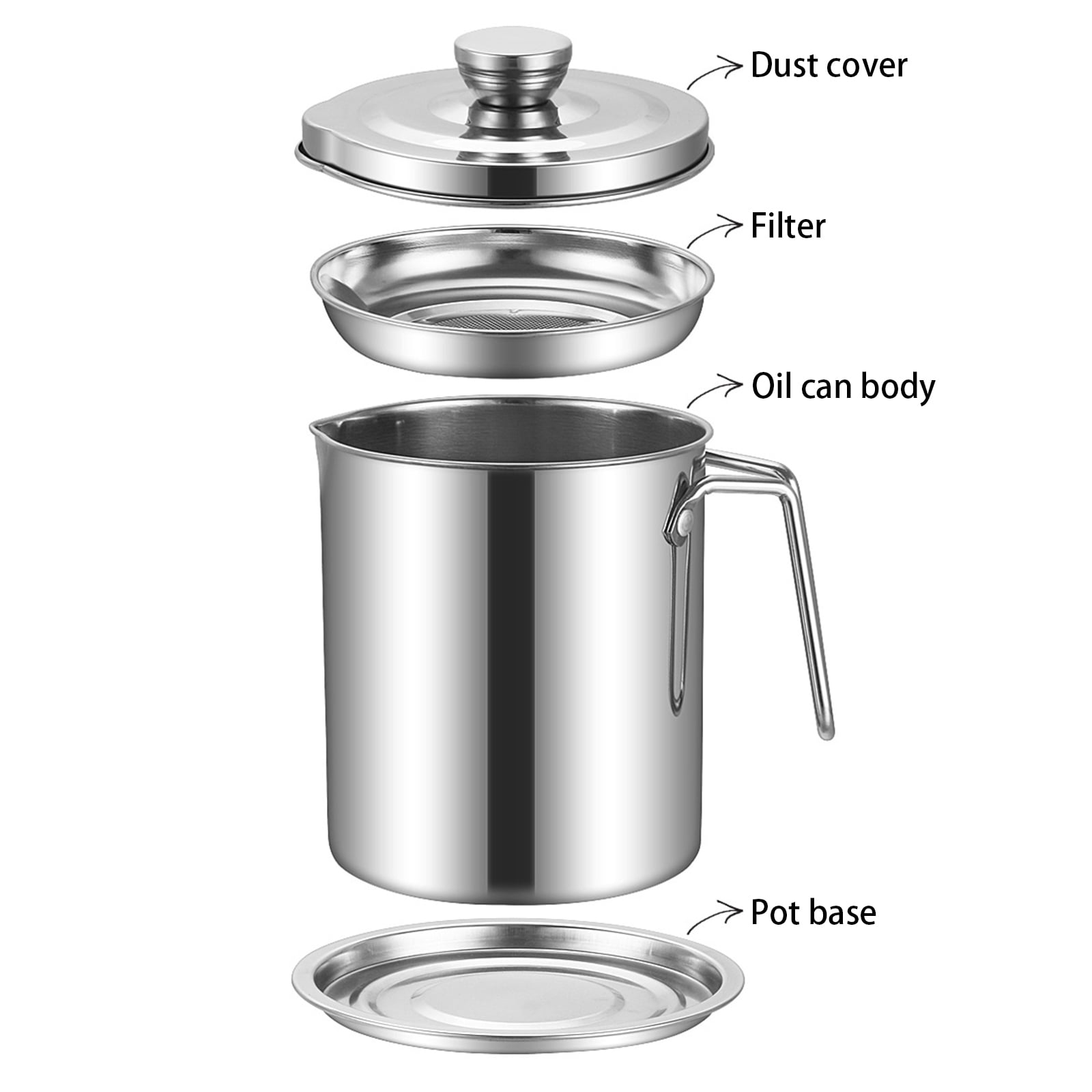 Evelots Cooking Oil Storage Can-Bacon Grease Keeper-Stainless Mesh  Strainer-Easy Grip Handle-Large 5 Cup Fat Storage