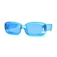 thumbnail image 2 of Womens Mod Thick Plastic Narrow Rectangle Bold Rich Sunglasses Blue, 2 of 4