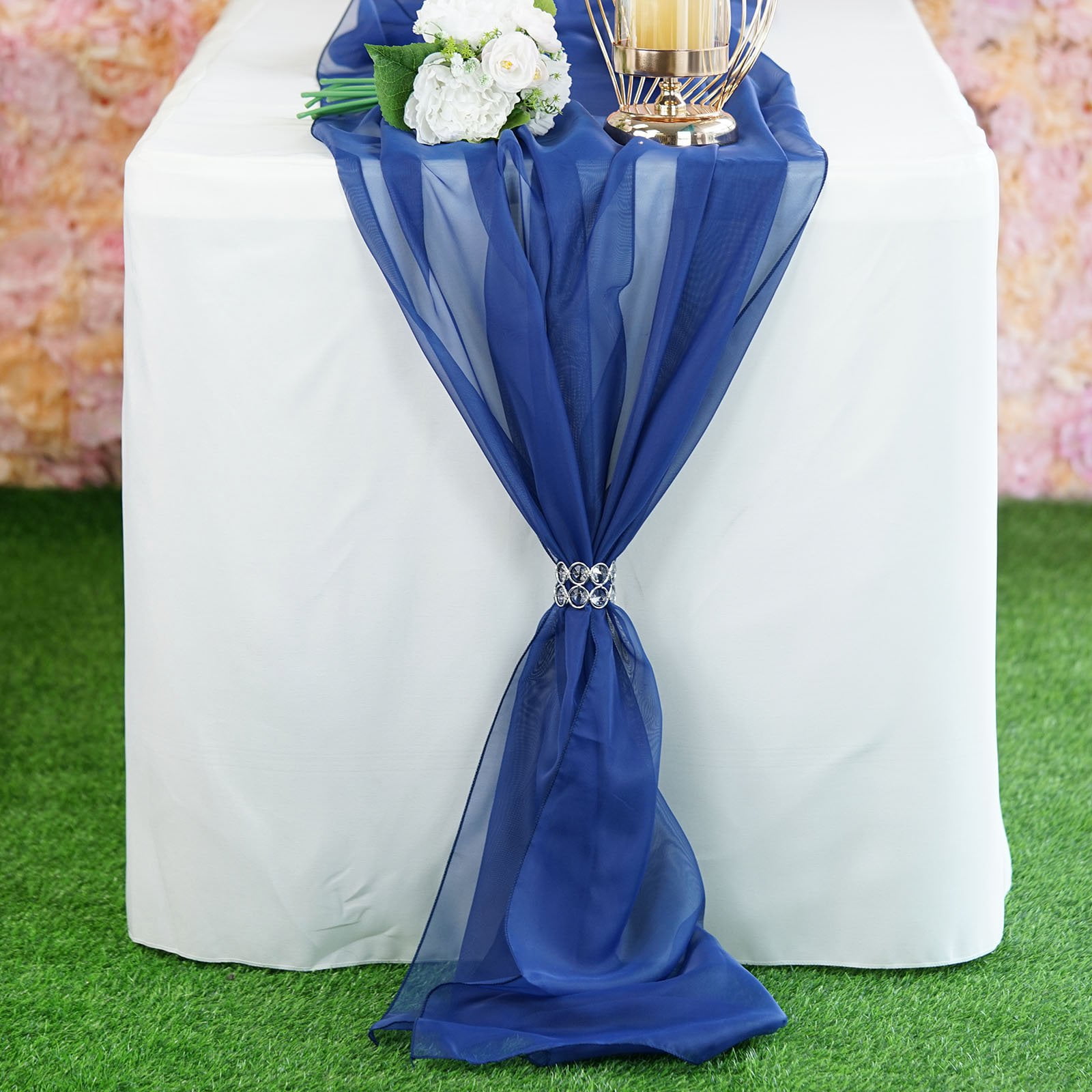 6 Ft Navy Blue Premium Chiffon Table Runner Walmart Com Walmart Com