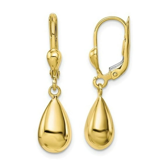 Gem & Harmony 10K Yellow Gold Polished Fancy Dangle Leverback Earrings for Women