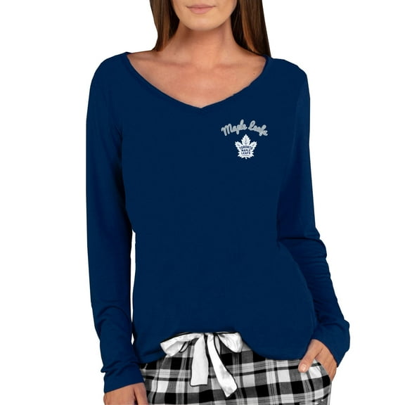 Women's Concepts Sport Navy Toronto Maple Leafs Marathon Knit Long Sleeve V-Neck Top