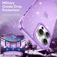 thumbnail image 6 of SaniMore for iPhone 13 Pro Case, Full Camera Lens Protection Women Cute Clear Glitter Bling Sparkly Cover Anti-yellow Transparent Shockproof Bumper for for iPhone 13 Pro, Purple, 6 of 7