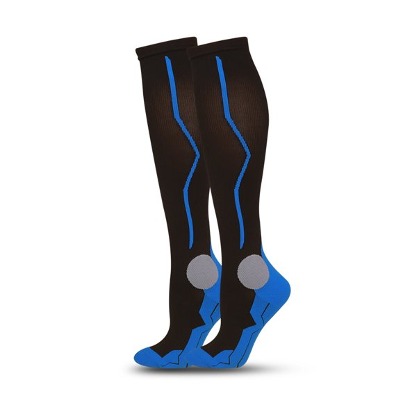 Royal Blue Athletic Compression Socks for Sports - L/XL Size, 80% Chinlon & 20% Spandex Blend, Breathable Long Tube Design, 80g Lightweight Footwear, 1 Pair Included, Available in Multiple Colors