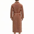 thumbnail image 5 of SHTXOZHI Flannel Sleepwear for Men Striped Bathrobe Adjustable Belt Long Robes Fleece Loungewear Winter Warm Homewear, 5 of 6