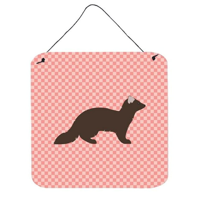 Sable Marten Pink Check Wall or Door Hanging Prints, 6 x 6 in.