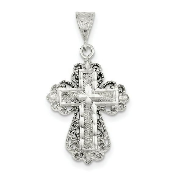 Sterling Silver Cross Pendant (36 X 25) Made In India qc7927