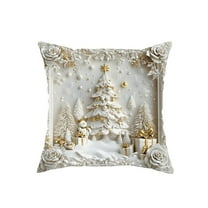 FastXmas Christmas Pillow Cases,White Xmas Throw Pillow Covers Decorations,HD Printing Pillow Case,Reindeer,Pine-Tree or Snowman Pattern Covers,Pillow Cases for Winter,Sofa,Living Room 17.7x17.7"