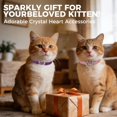 thumbnail image 2 of Miaocao 2 Pack Diamond Cat Collar with Bells and Safety Belt, Adjustable Soft Velvet Kitten Collar with Bling Heart Jewelry, Cute Purple & Pink Cat Collars for Girls & Boys(Neck Girth 8"-10"), 2 of 7
