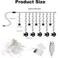 thumbnail image 2 of 138 LED Star Moon Curtain String Lights, USB Powered Fairy Lights Strings with Flash and Constant Mode Light, Waterproof Twinkle Light for Window Wedding Party Bedroom Indoor Outdoor Decor, 2 of 5