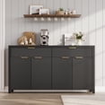 thumbnail image 3 of Laintene Fluted Sideboard, Storage Buffet Cabinet with Drawers, 55" TV Cabinet for Living Room with Adjustable Shelves, Wooden Accent Cabinet, Black Set of 2, 3 of 8