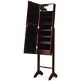 thumbnail image 5 of Patiojoy LED Lighting Mirrored Jewelry Cabinet Armoire Free Standing Dressing Organizer Coffee, 5 of 10