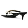 thumbnail image 3 of FSJ Women Elegant Crystal Square Open Toe Kitten Heel Flip Flops Slip On Low Heeled Thong Sandals Evening Dress Mule Shoes Size 8 Black, 3 of 4