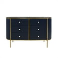 thumbnail image 3 of Pasargad Home Theodore Green Sideboard 6 Drawers and Metal Frame- Black Top, 3 of 10