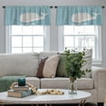 thumbnail image 4 of LALILO Kitchen Curtain Valance Blue Happy Whale Ocean Whale Rod Pocket Window Curtain 52"x 18" Set of 2, 4 of 5