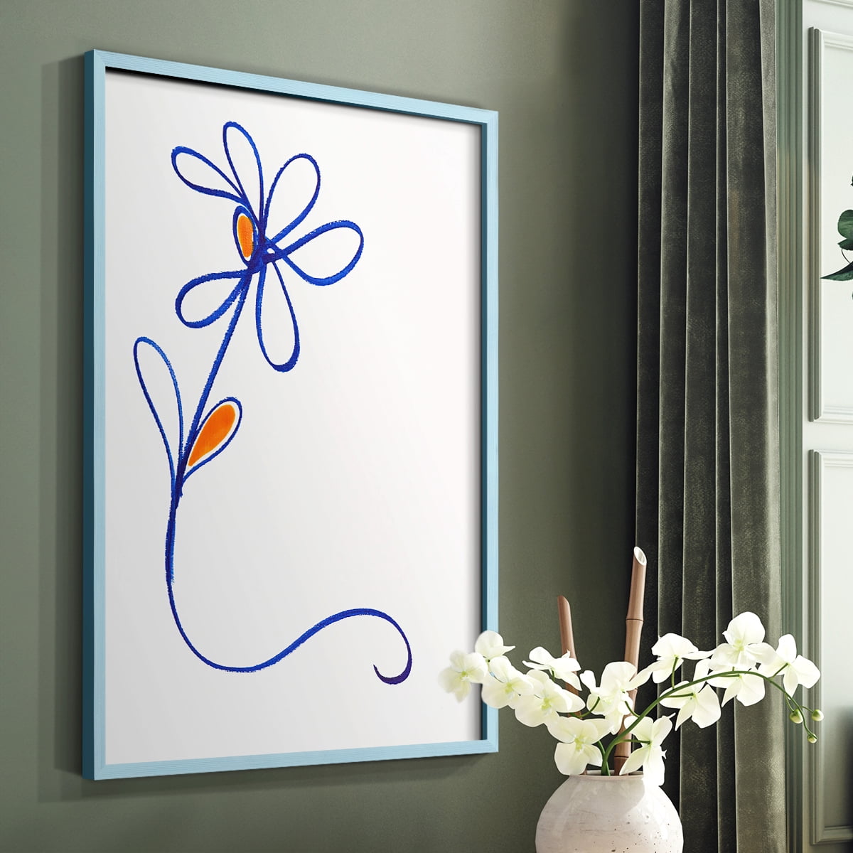 Wobbly Blooms I Framed Print - Solid Wood in Single Picture Frame Solid Wood 2 Framed Print