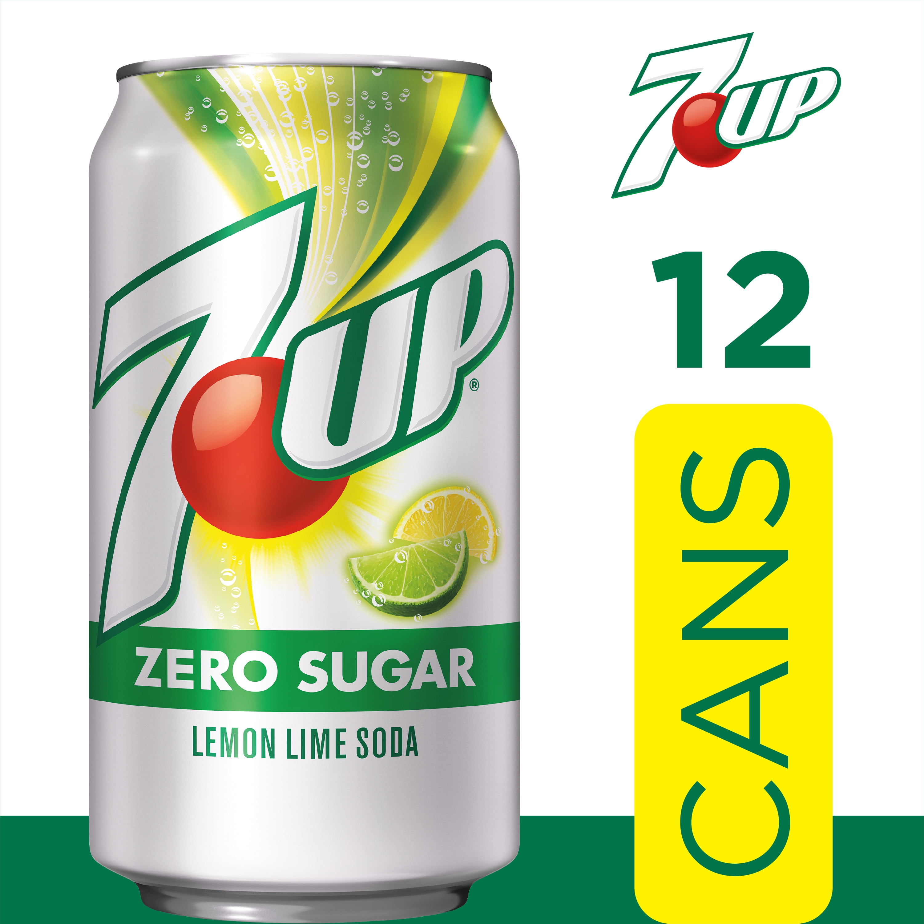 7UP Zero Sugar Lemon Lime Soda Pop, 12 fl oz, 12 Pack Cans