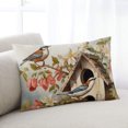 thumbnail image 2 of Waterproof Outdoor Throw Pillows with Inserts 12"x20" Set of 2, Spring Birdhouse Soft Decorative Pillowcases for Couch Bedroom, Red Floral Botanical Birds Vintage Pillow Covers for Sofa Living Room, 2 of 8