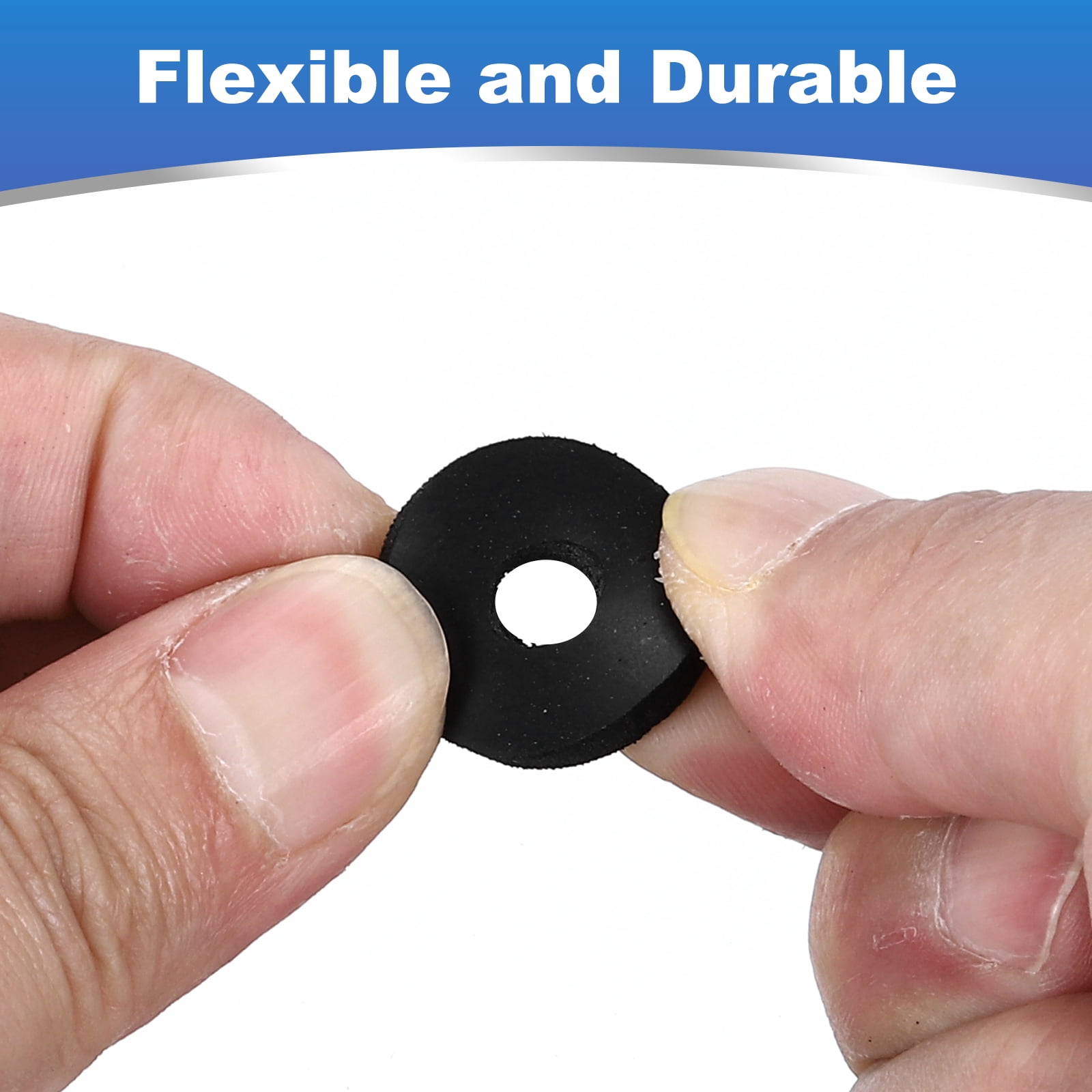 Uxcell 160pcs Rubber Spacers, 3/4'' OD x 1/4'' ID x 1/8'' Thickness, Round Anti Vibration Spacer Bushings, Black Flat Rubber Washers, Vibration Damping Pads for Home and Car Accessories