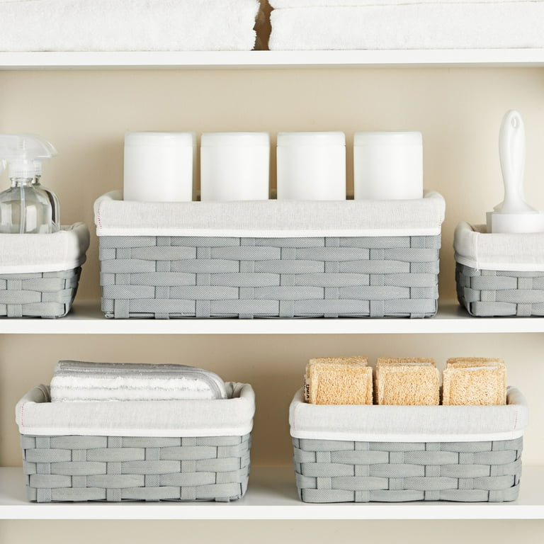 White storage sale baskets for shelves