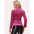 thumbnail image 4 of Chaqueta de terciopelo de oficina frontal con botón de solapa con muesca vintage para mujer Rosa Caliente XL, 4 of 6