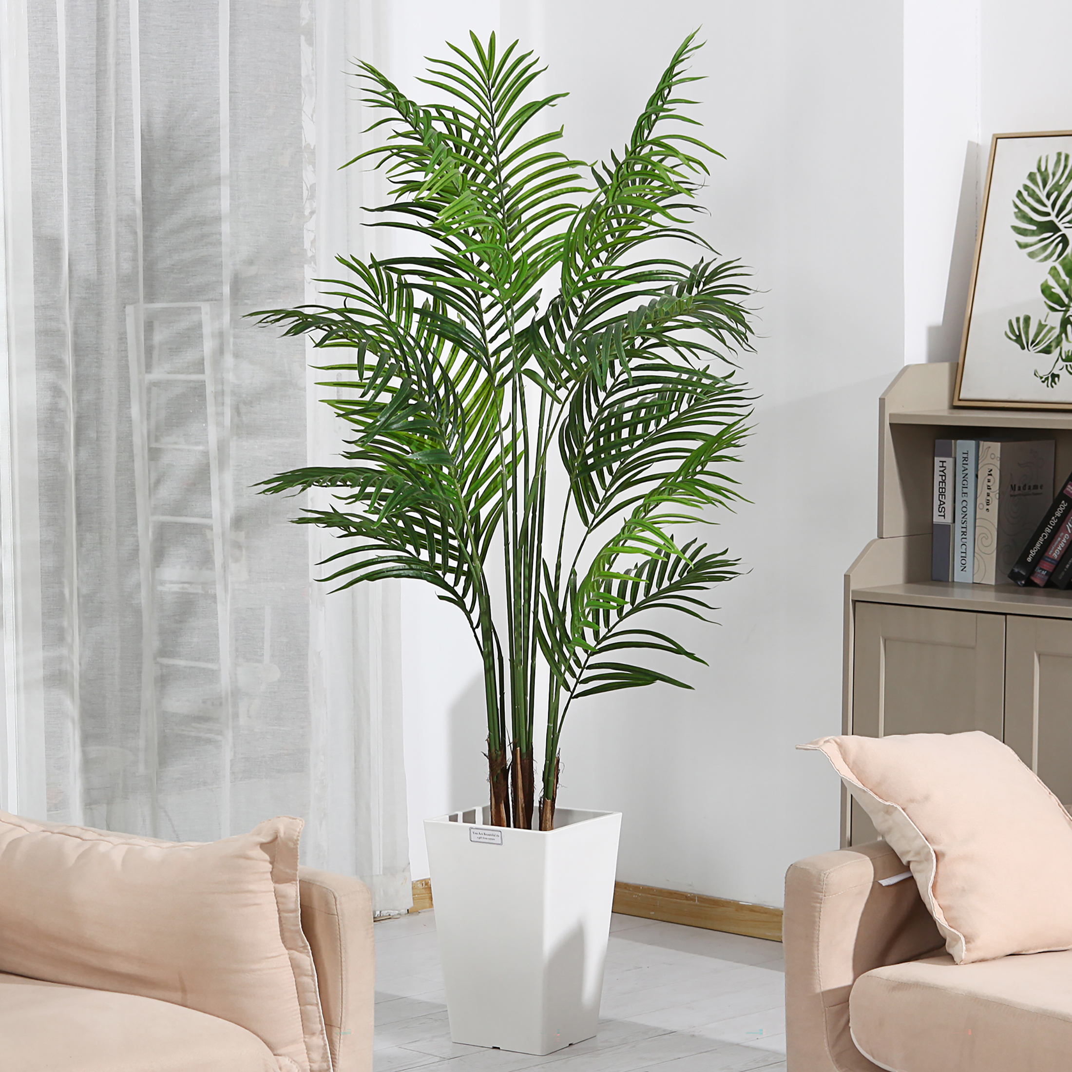 2 Pack Artificial Areca Palm Plants 4.5 Feet Fake Plant for Home Decor
