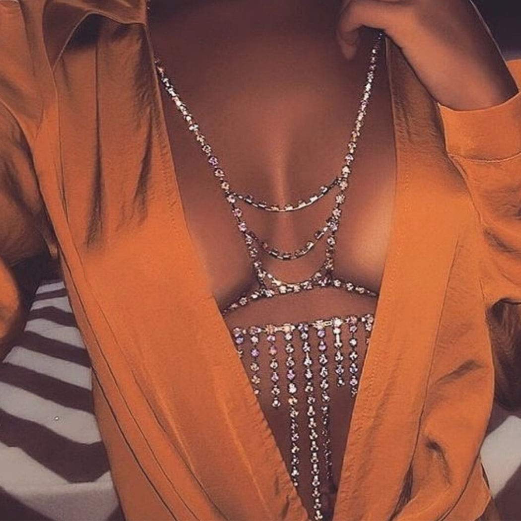 Gold Victray Boho Crystal Leg Chains Body Chain Summer Beach Thigh Chain Fashion Body Jewelry for Women and Girls