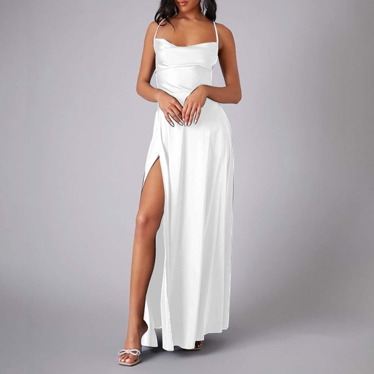 Dpytoraw Women's Casual Summer Tank Top Sleeveless Knee Length Mini Pleated  Tank Dress White - Walmart.com