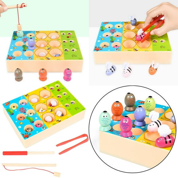 Fishing Toy Wooden Pretend Fishing Board Game For Kids Gift Wooden Puzzle Family Child