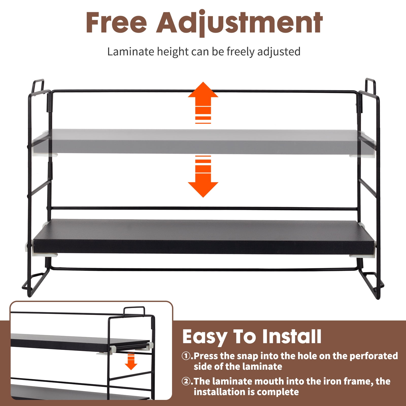YOYTOO Desk Shelf Organizer, 3 Tier Desktop Organizers Storage Shelves Tabletop Bookshelf for Home Office, Black