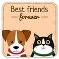 thumbnail image 2 of Vinyl Drink Coasters - Set of 4 - Best Friends Forever - Cat & Dog, 2 of 3