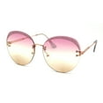 thumbnail image 2 of Womens Glitter Eyebrow Round Rimless Fashion Sunglasses Gold Pink Yellow, 2 of 4