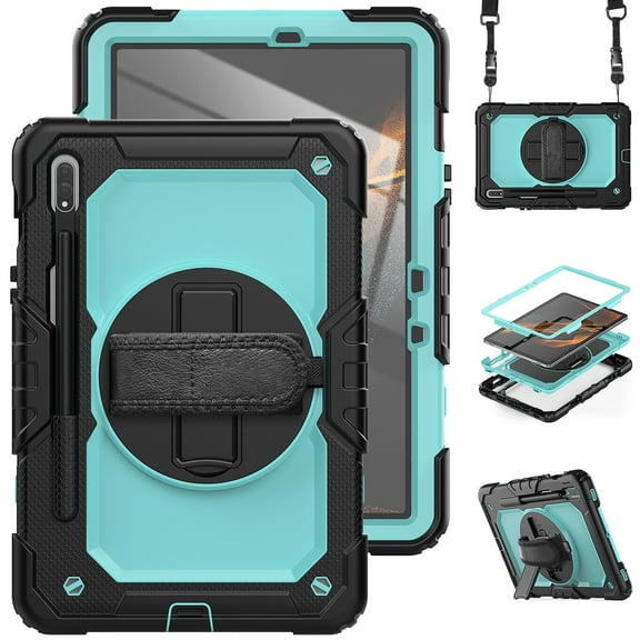 Allytech Galaxy Tab S8 2022 / Tab S7 2020 11 Inch Case (SM-X700/706/T870/T875) with Screen Protector, Rugged Shockproof Strap Rotating Kickstand Protective Cover for Samsung Galaxy Tab S8/ Tab S7