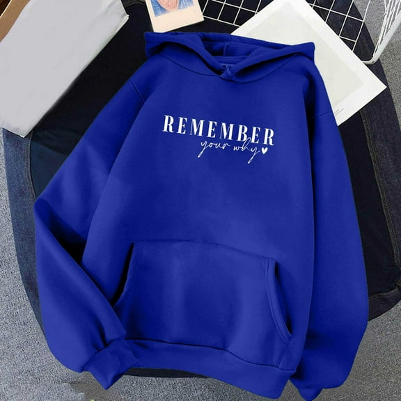 Tawop Sweatshirts for Women Womens Top Sweatshirt Long Sleeve Hoodies Pockets Graphic Solid Blue 3XL